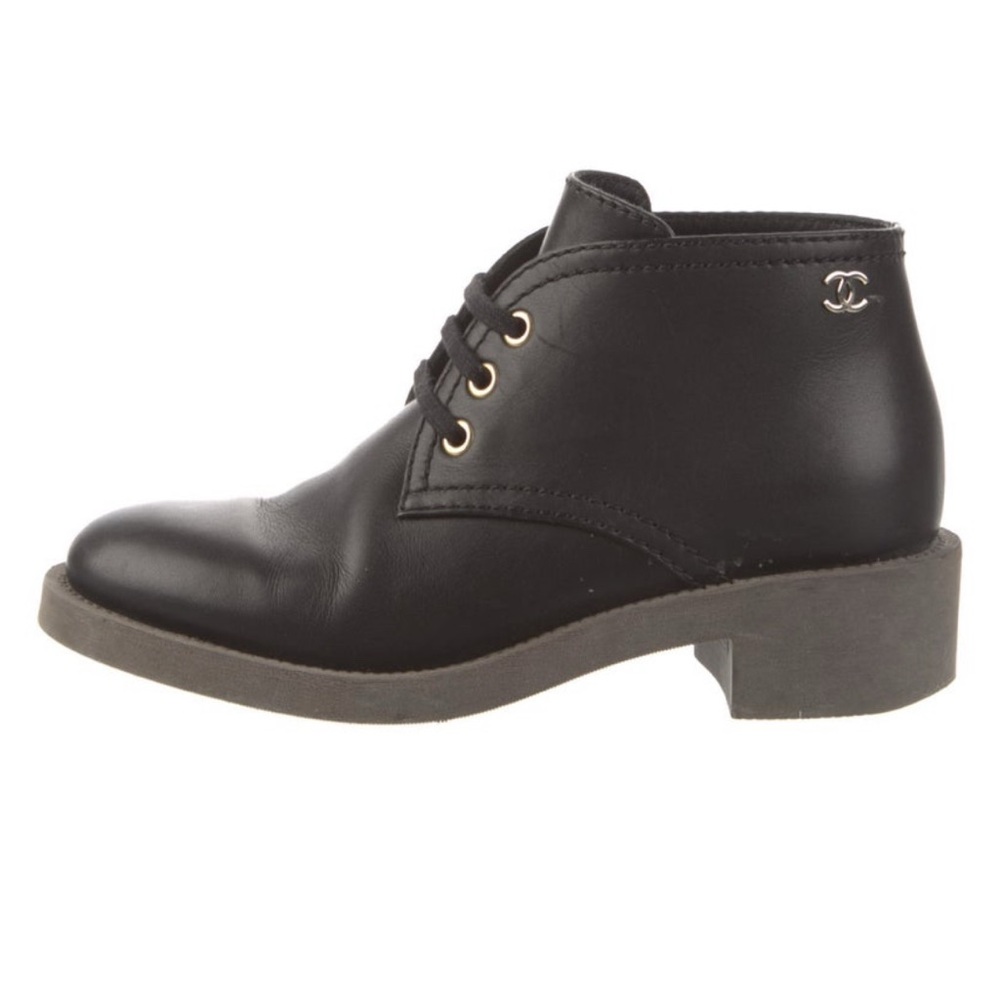 Authentic CHANEL Black Leather Ankle Booties